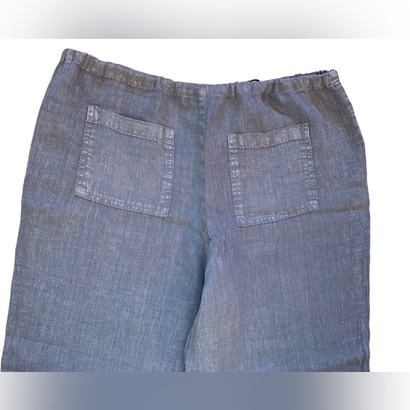 River + Sky Crop Linen West Coast Wide Leg Purple/Gray Drawstring Pull On Pant M - Picture 5 of 9